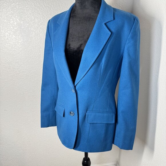 Vintage Pendleton Womens Blue Blazer Size 6 100% Virgin Wool Two-Button Tailored - Picture 2 of 9